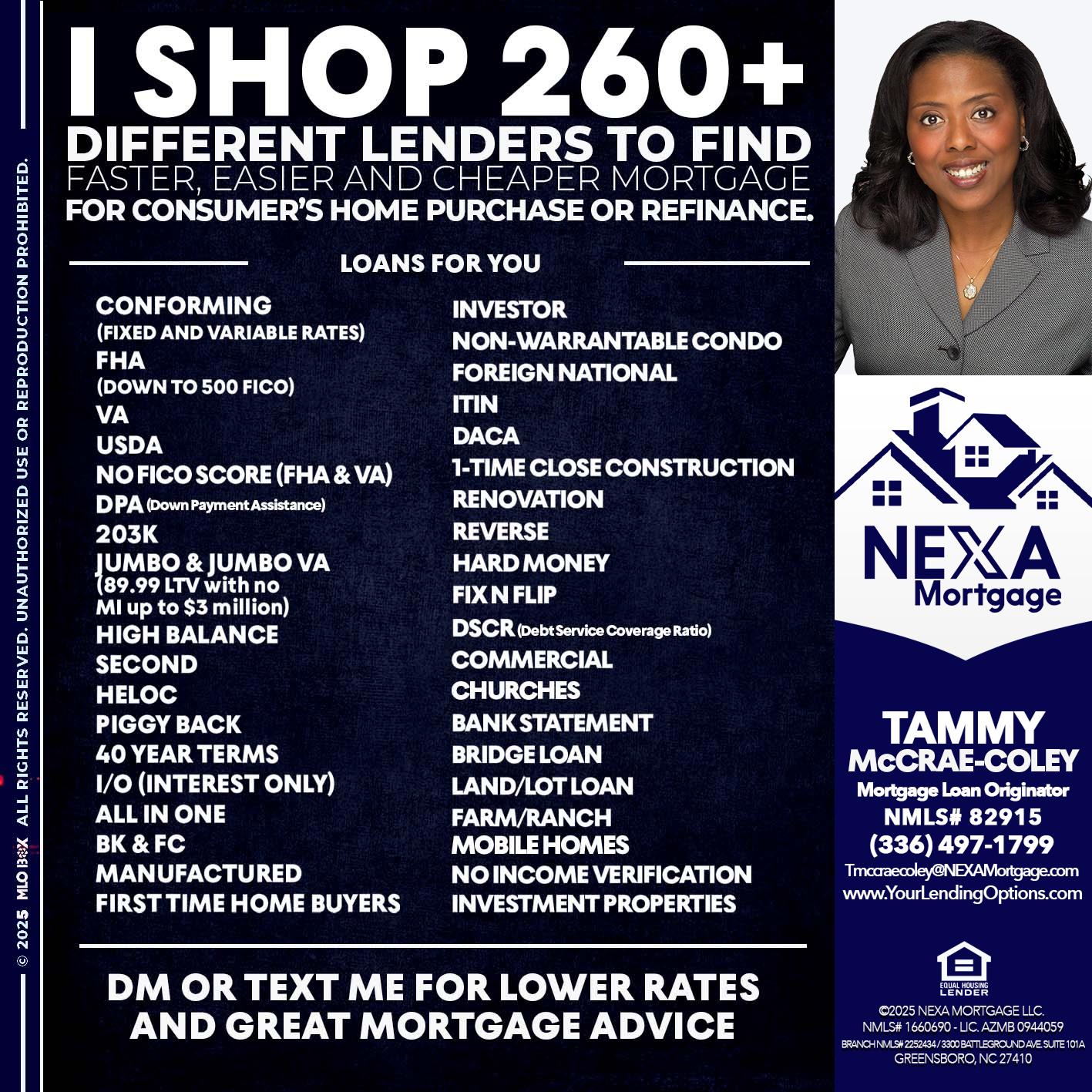 I SHOP +260 - Tammy C. McCrae-Coley -Mortgage Loan Originator