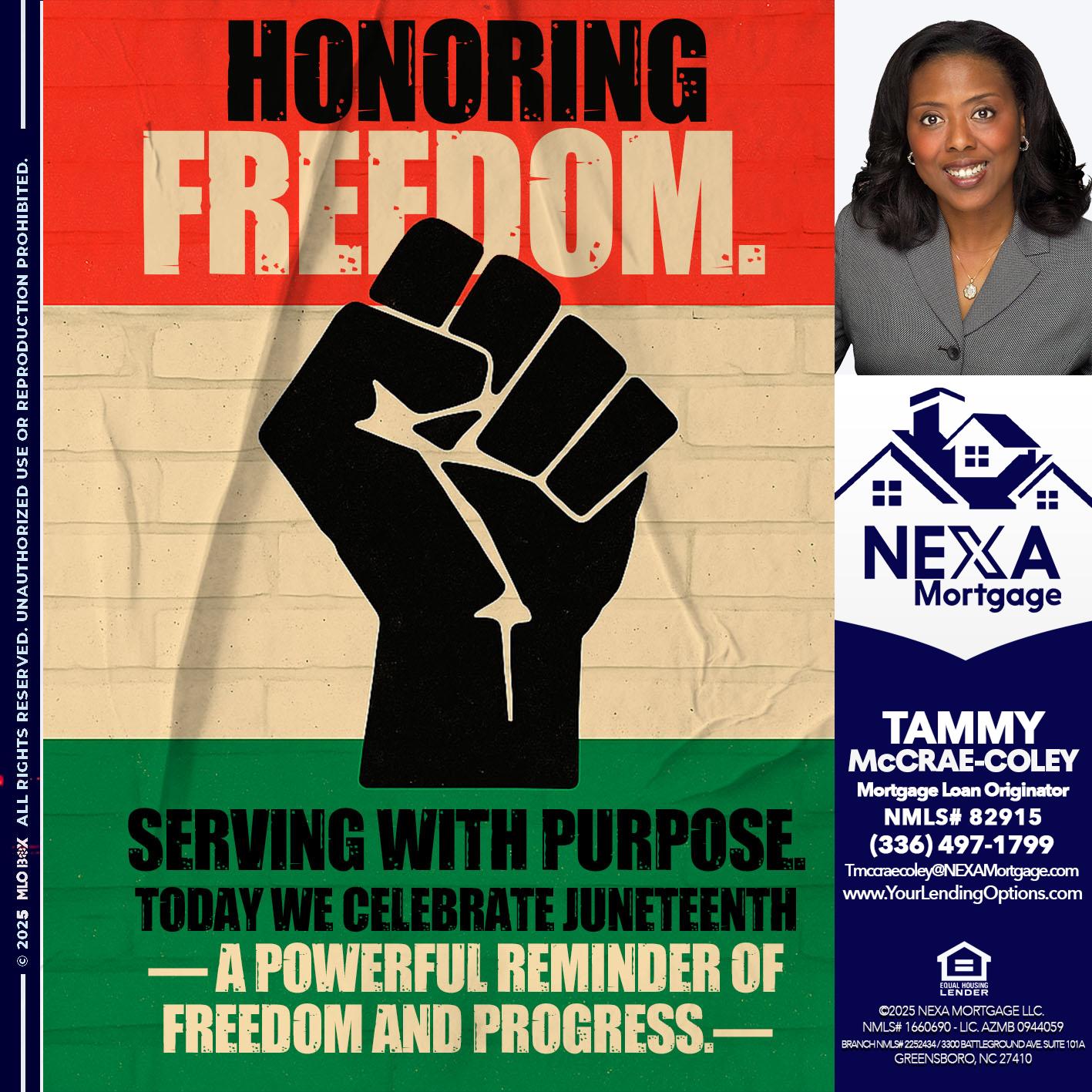 HONORING FREEDOM - Tammy C. McCrae-Coley -Mortgage Loan Originator