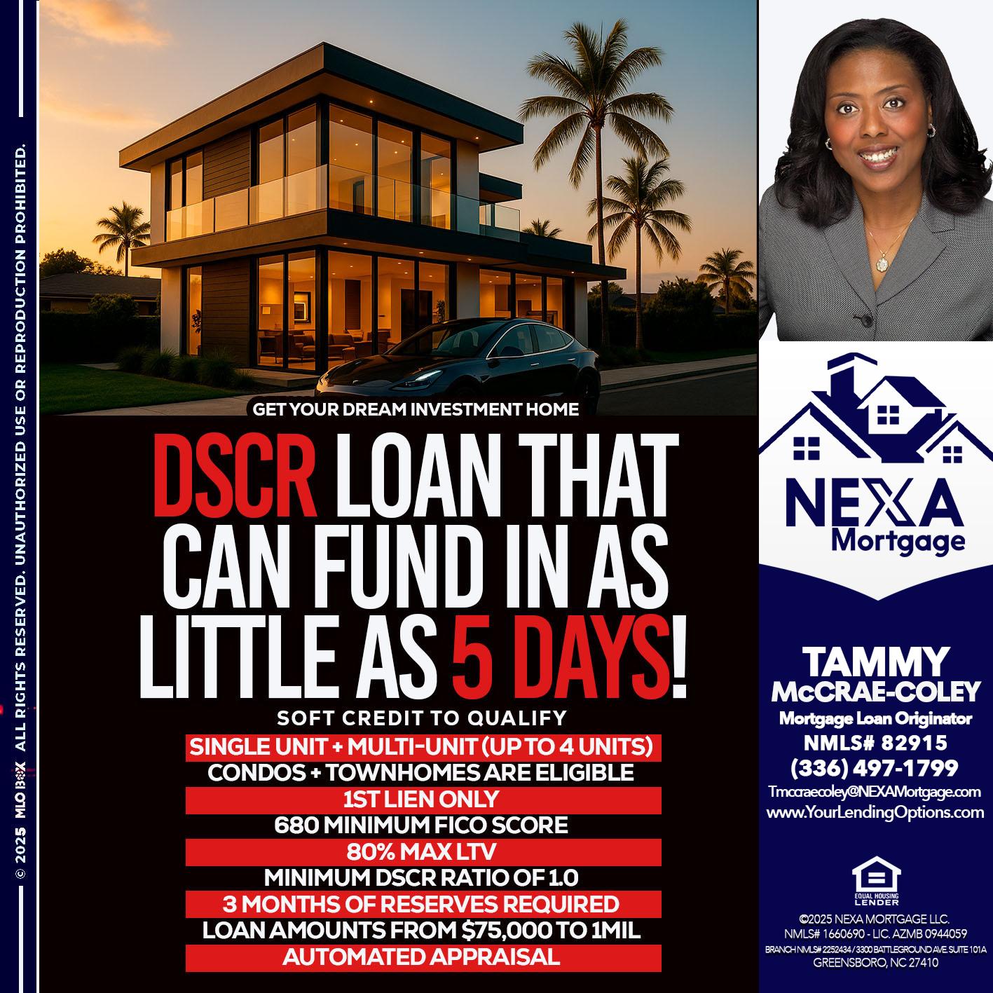 DSCR LOAN - Tammy C. McCrae-Coley -Mortgage Loan Originator