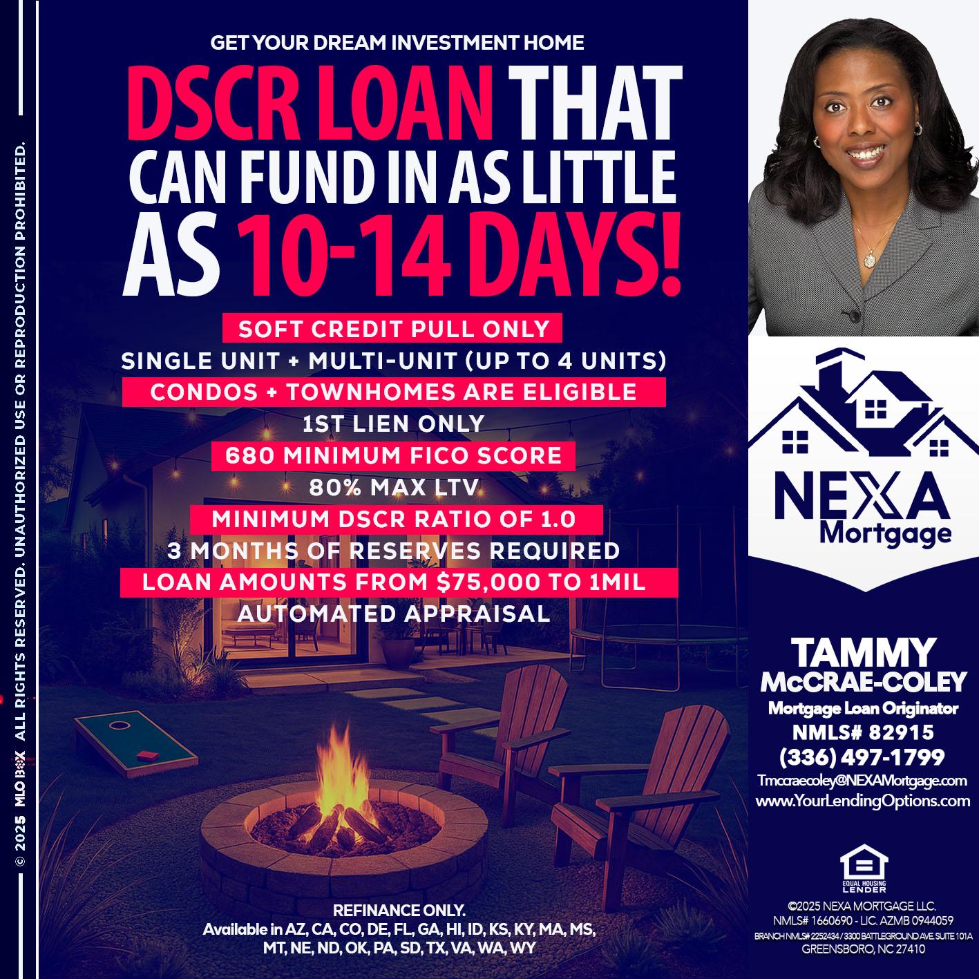 DSCR LOAN - Tammy C. McCrae-Coley -Mortgage Loan Originator