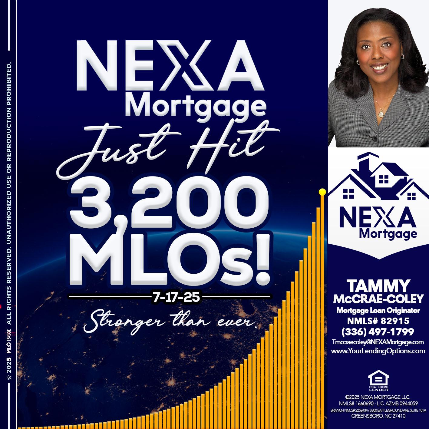 JUST HIT 3,200 MLOs - Tammy C. McCrae-Coley -Mortgage Loan Originator