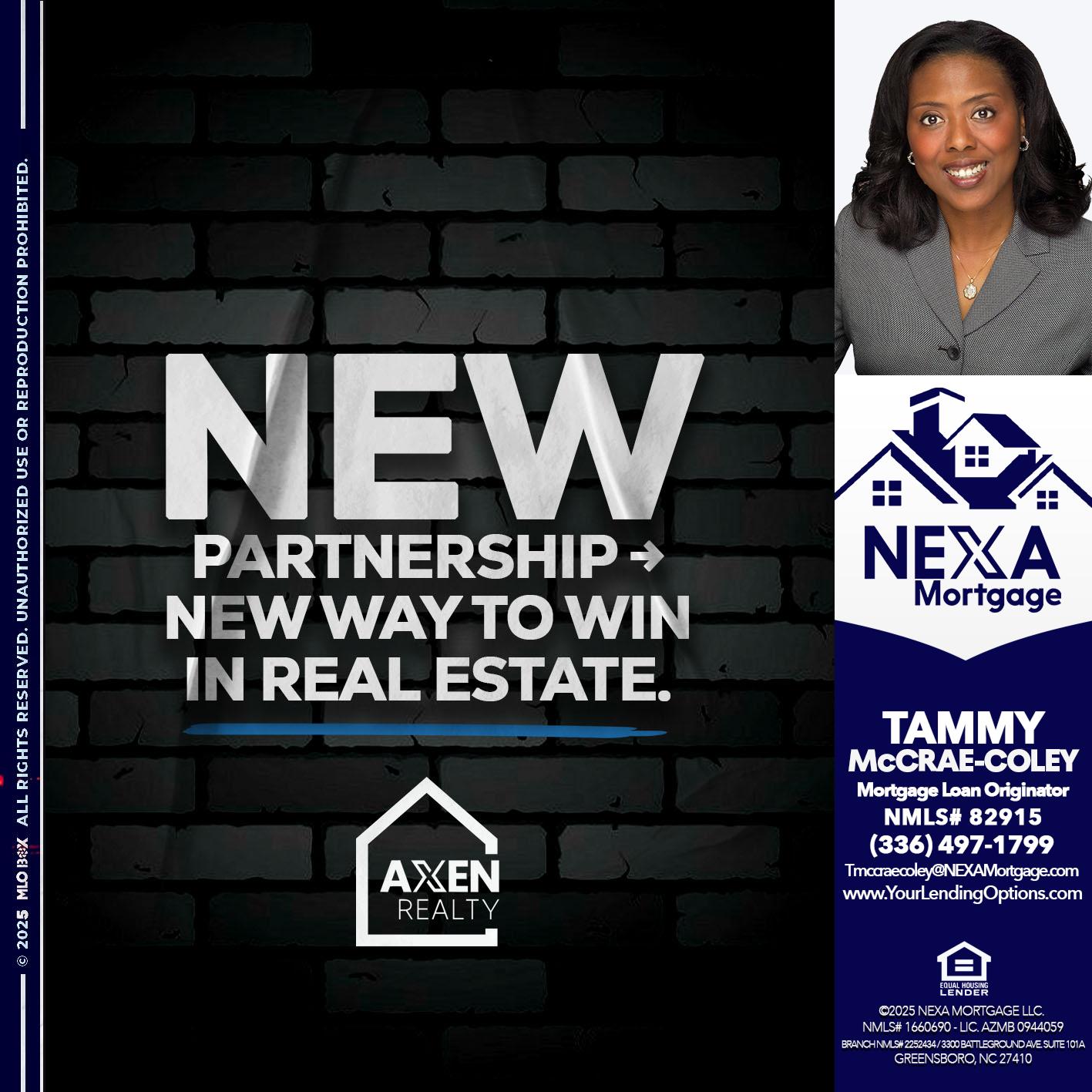 new partnership - Tammy C. McCrae-Coley -Mortgage Loan Originator
