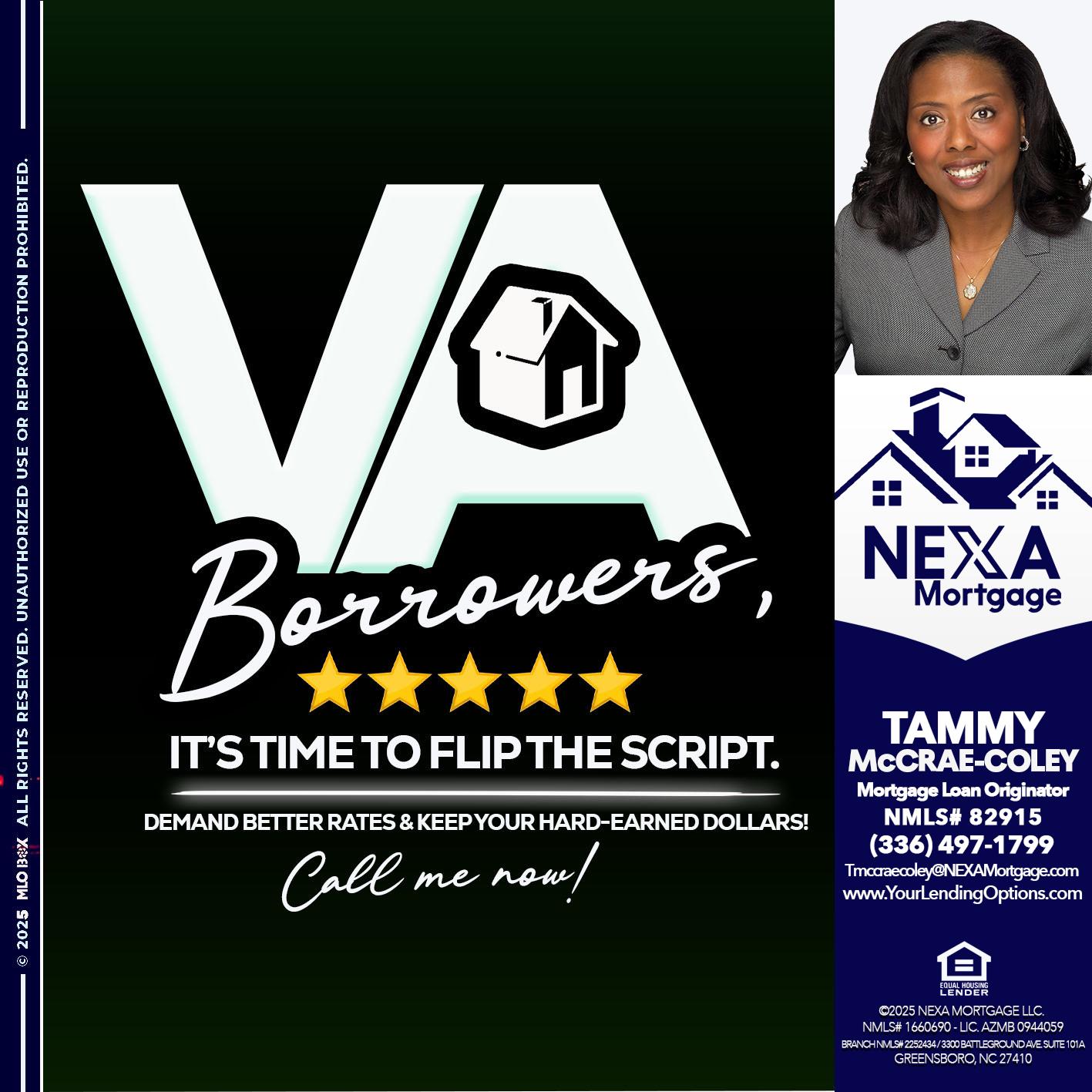 VA BORROWERS - Tammy C. McCrae-Coley -Mortgage Loan Originator