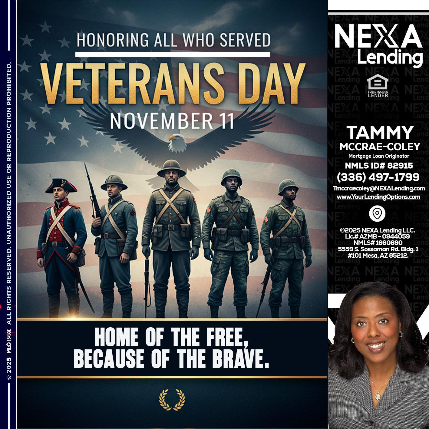 Veterans Day - Tammy C. McCrae-Coley -Mortgage Loan Originator