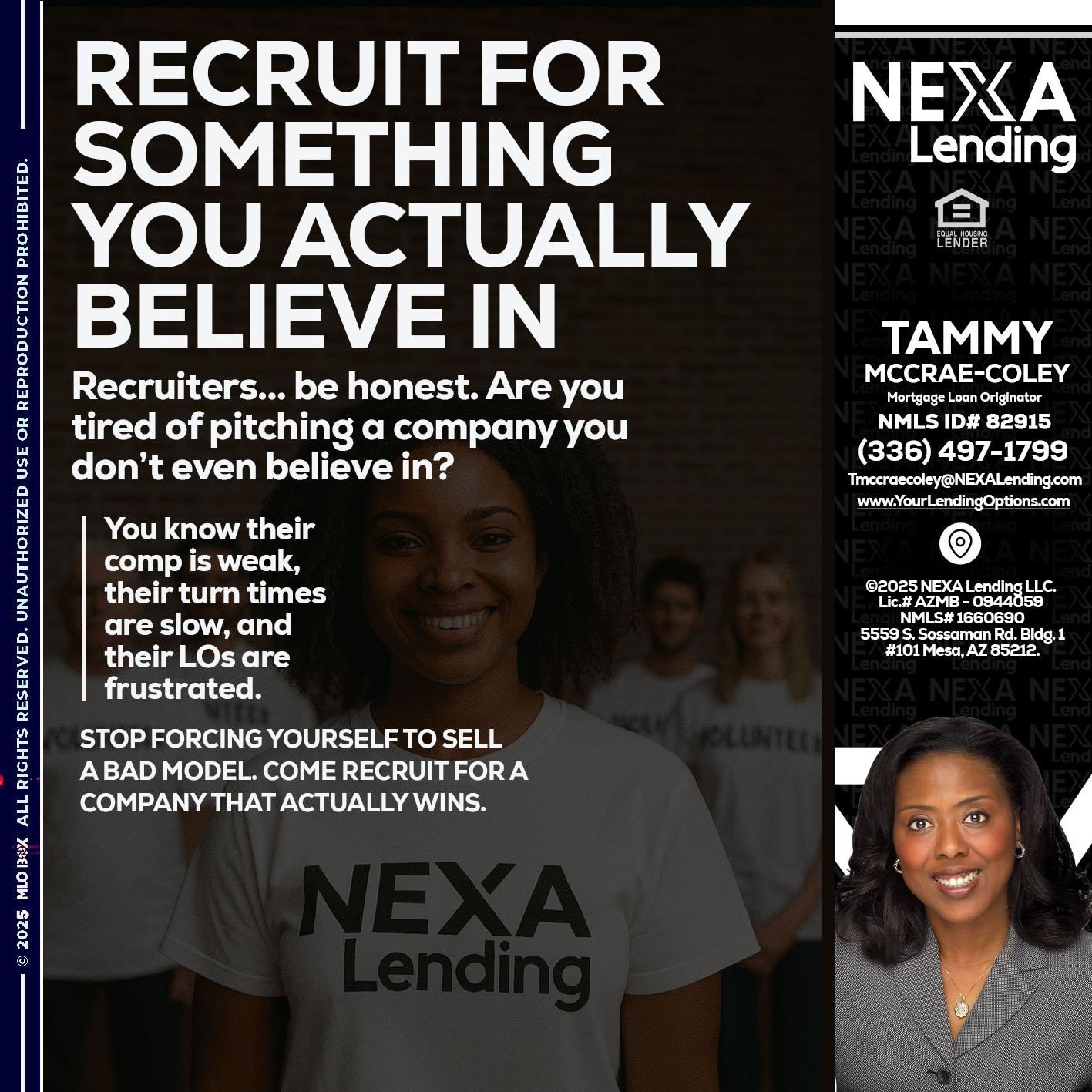 RECRUITING - Tammy C. McCrae-Coley -Mortgage Loan Originator