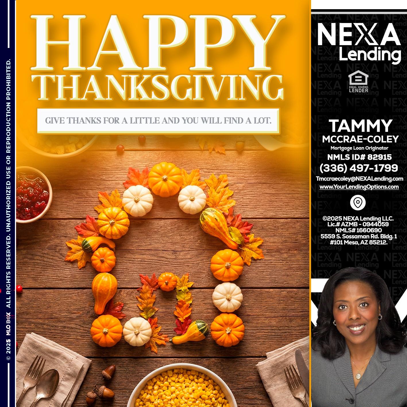 HAPPY THANKSGIVING - Tammy C. McCrae-Coley -Mortgage Loan Originator
