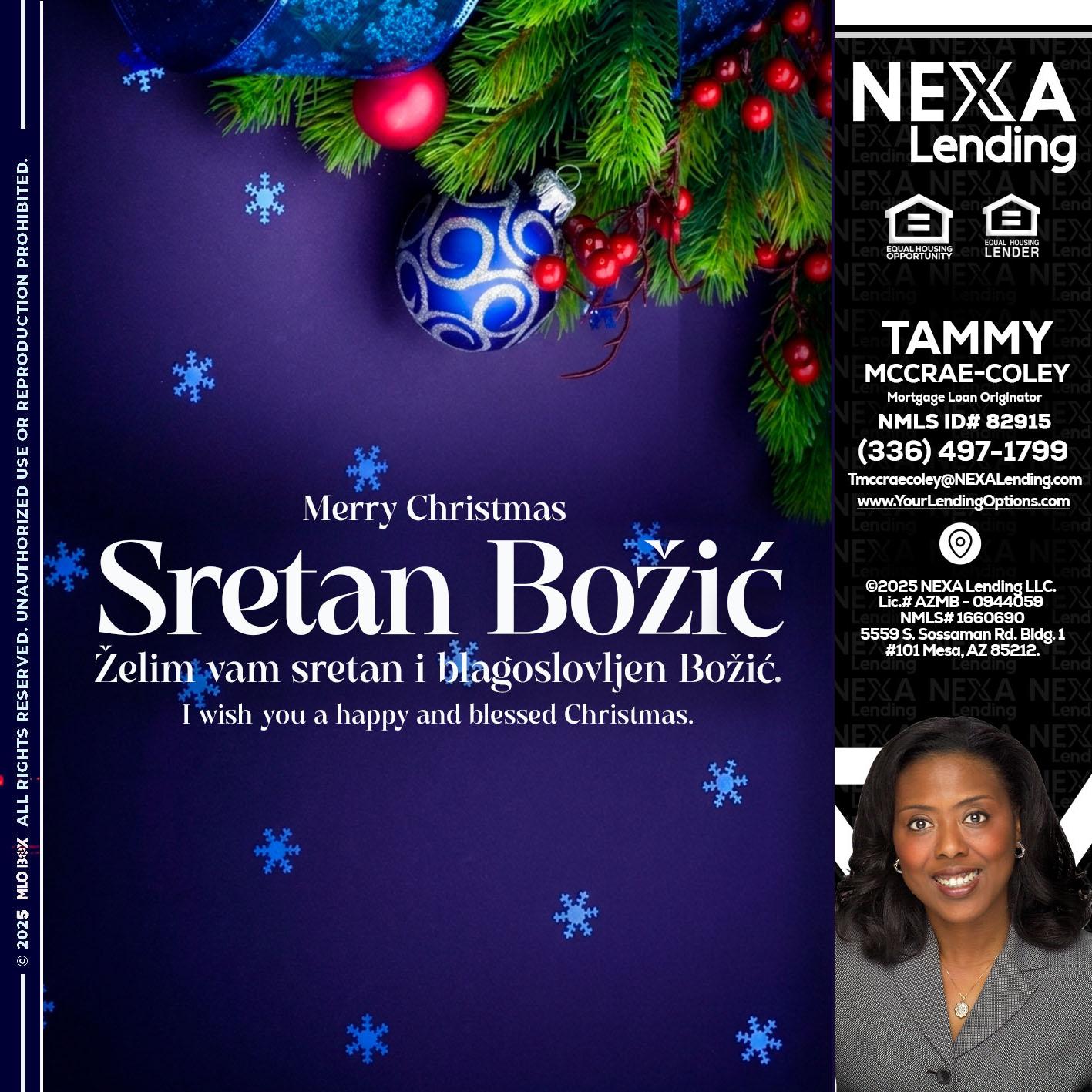 Sretan Božić - Tammy C. McCrae-Coley -Mortgage Loan Originator