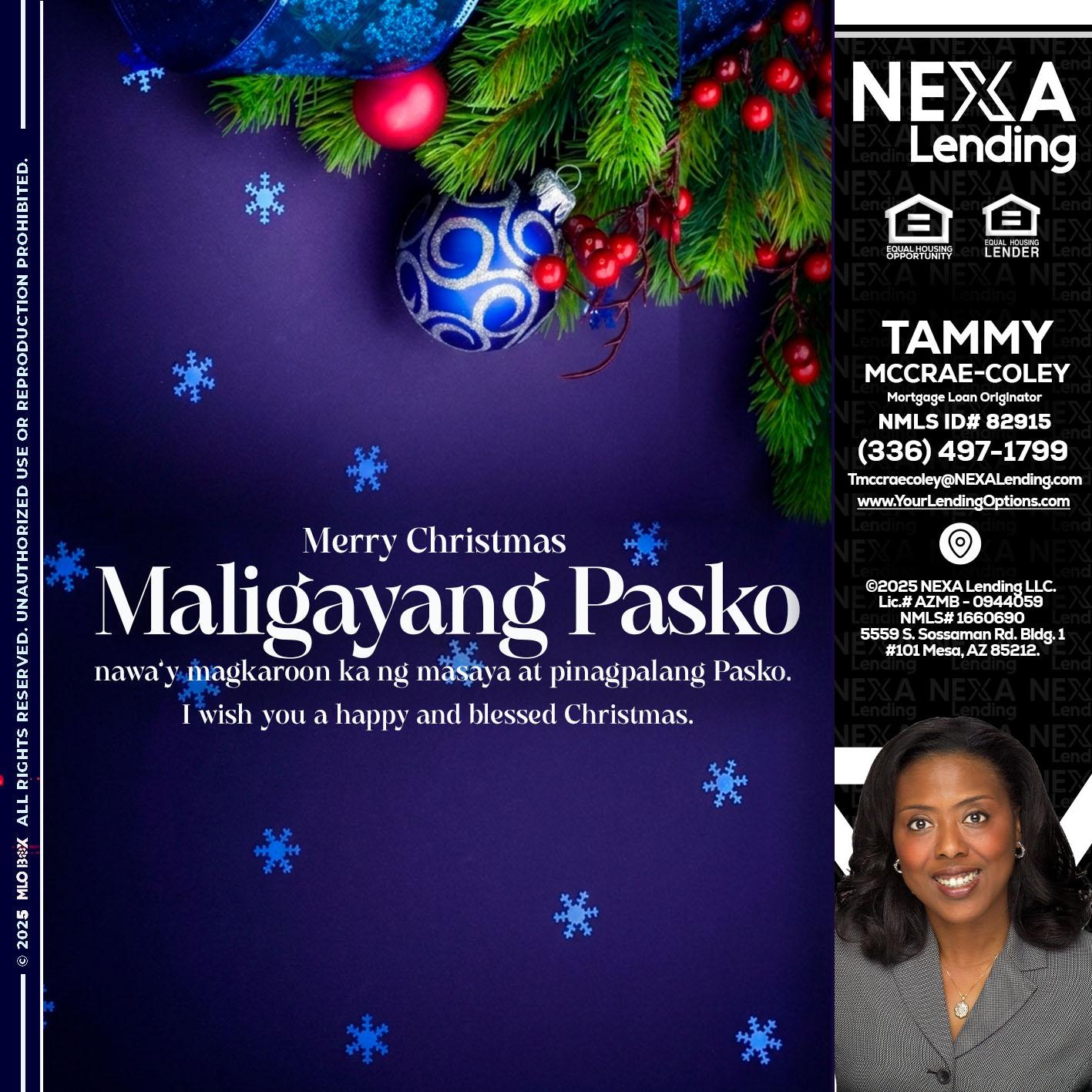 Maligayang Pasko - Tammy C. McCrae-Coley -Mortgage Loan Originator