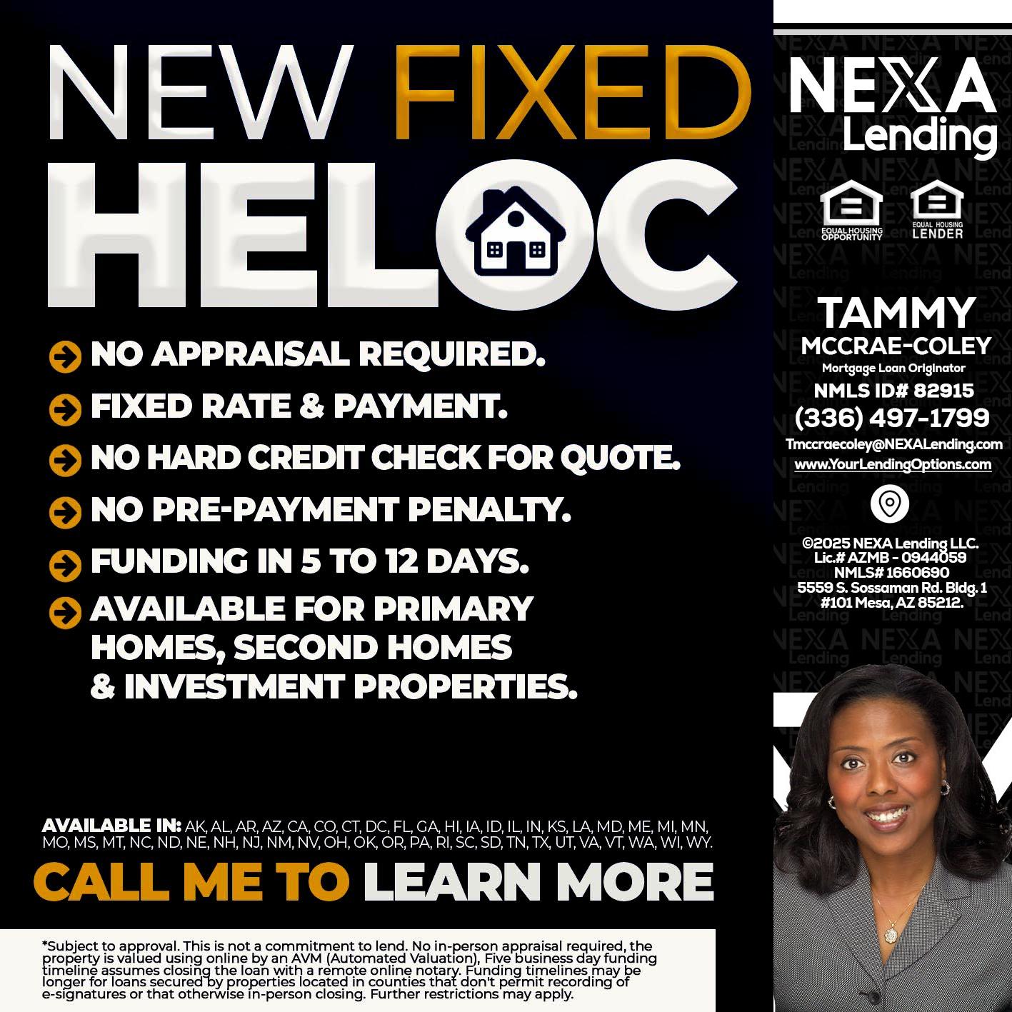 HELOC - Tammy C. McCrae-Coley -Mortgage Loan Originator