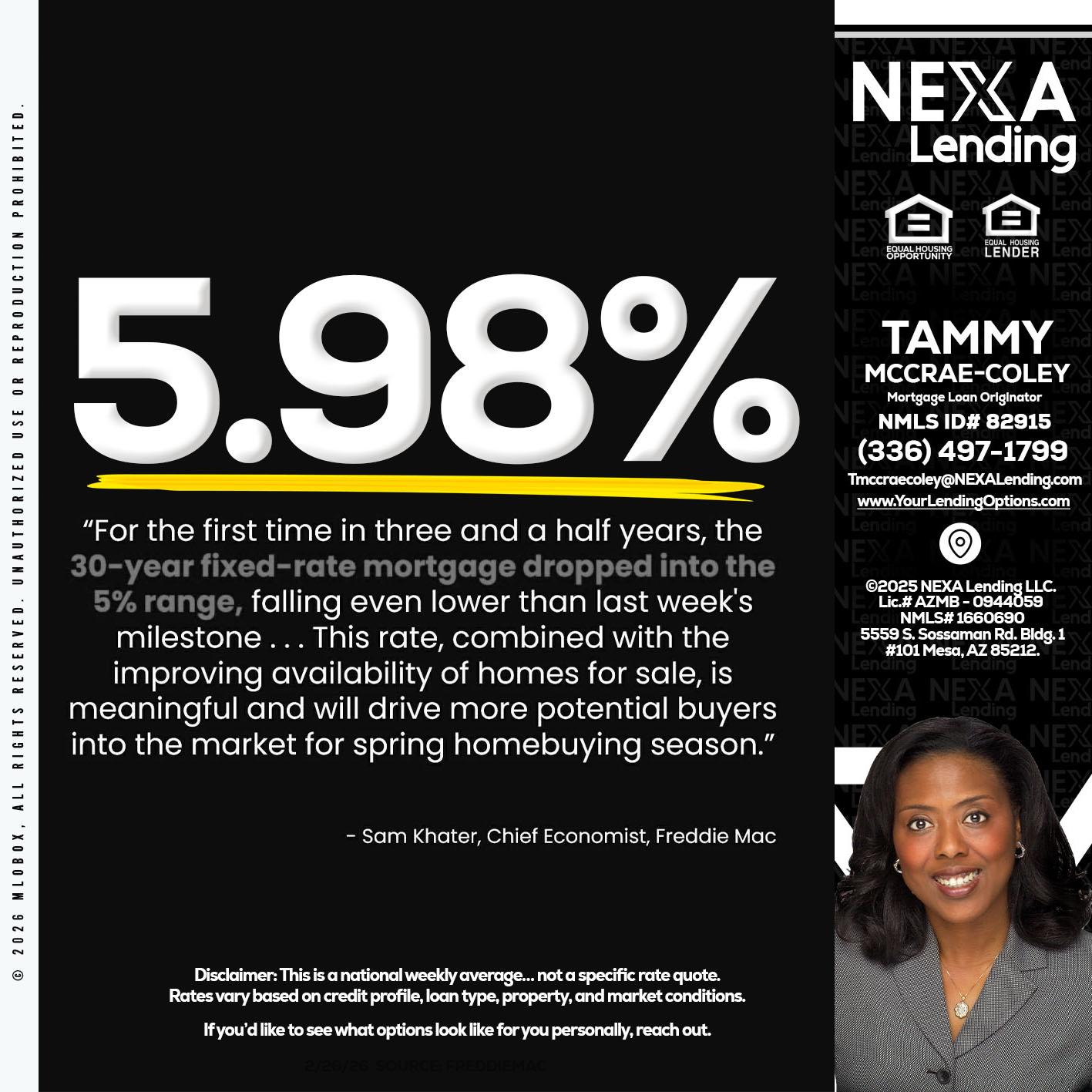 5.98% - Tammy C. McCrae-Coley -Mortgage Loan Originator