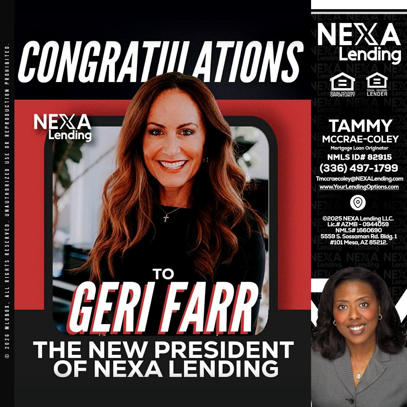 CONGRATULATIONS - Tammy C. McCrae-Coley -Mortgage Loan Originator