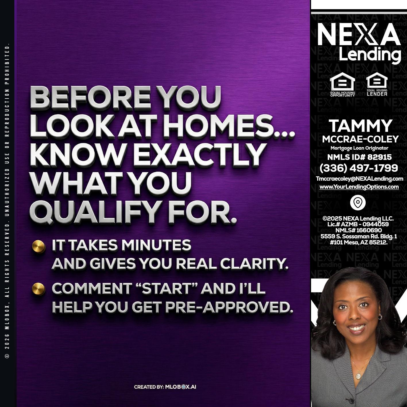 BEFORE YOU - Tammy C. McCrae-Coley -Mortgage Loan Originator
