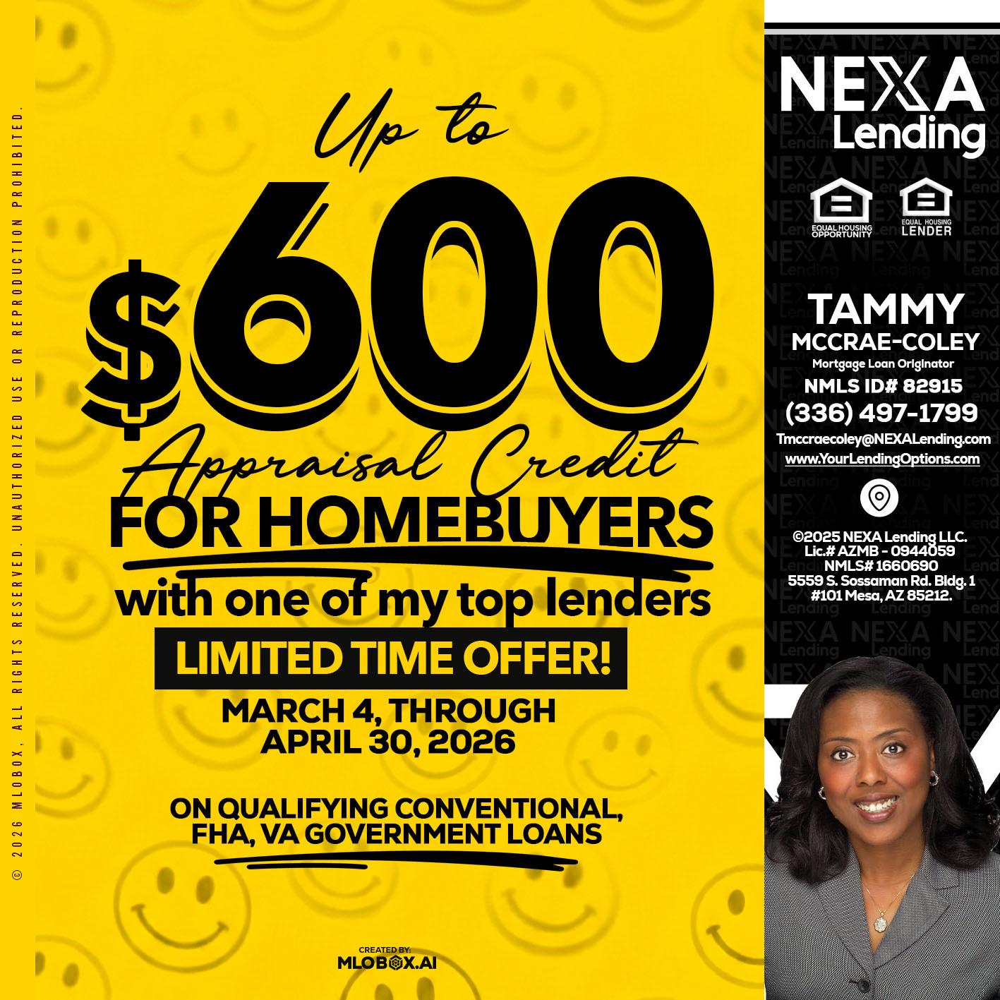 UP TO 600 - Tammy C. McCrae-Coley -Mortgage Loan Originator