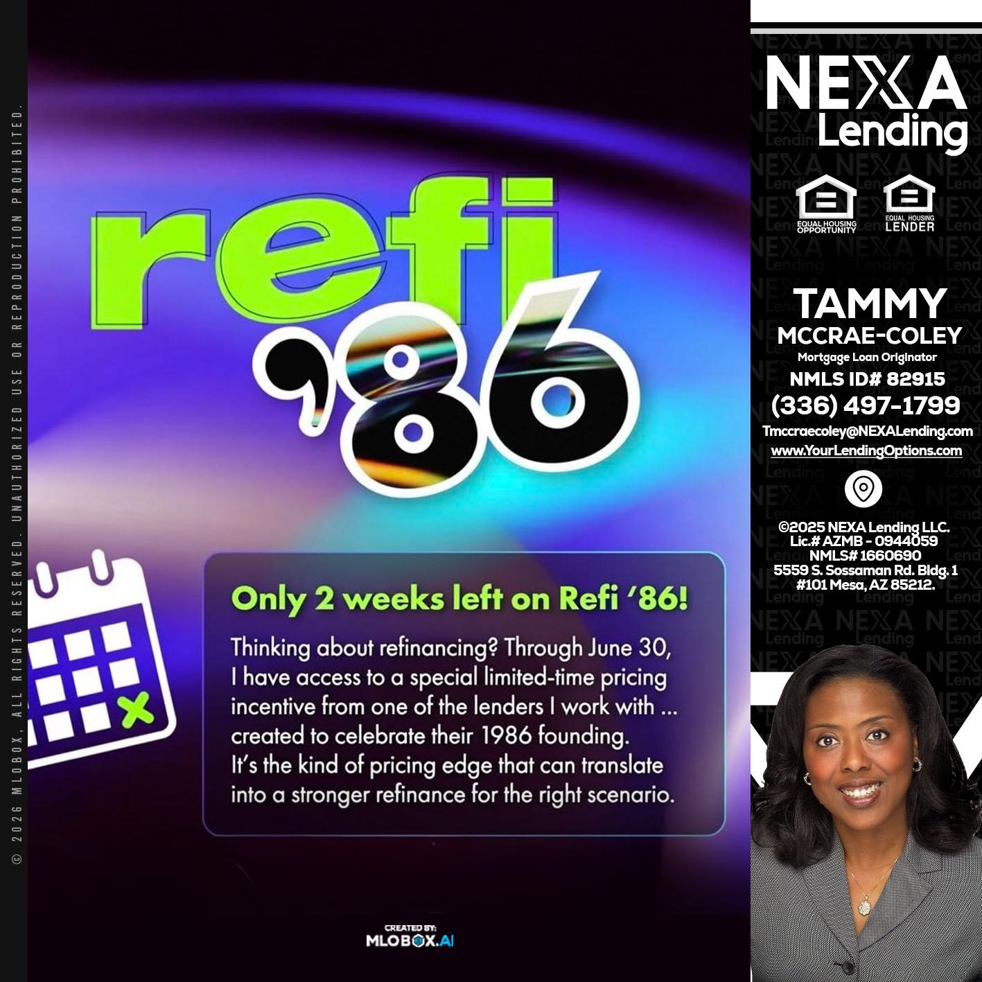 REFI 86 - Tammy C. McCrae-Coley -Mortgage Loan Originator