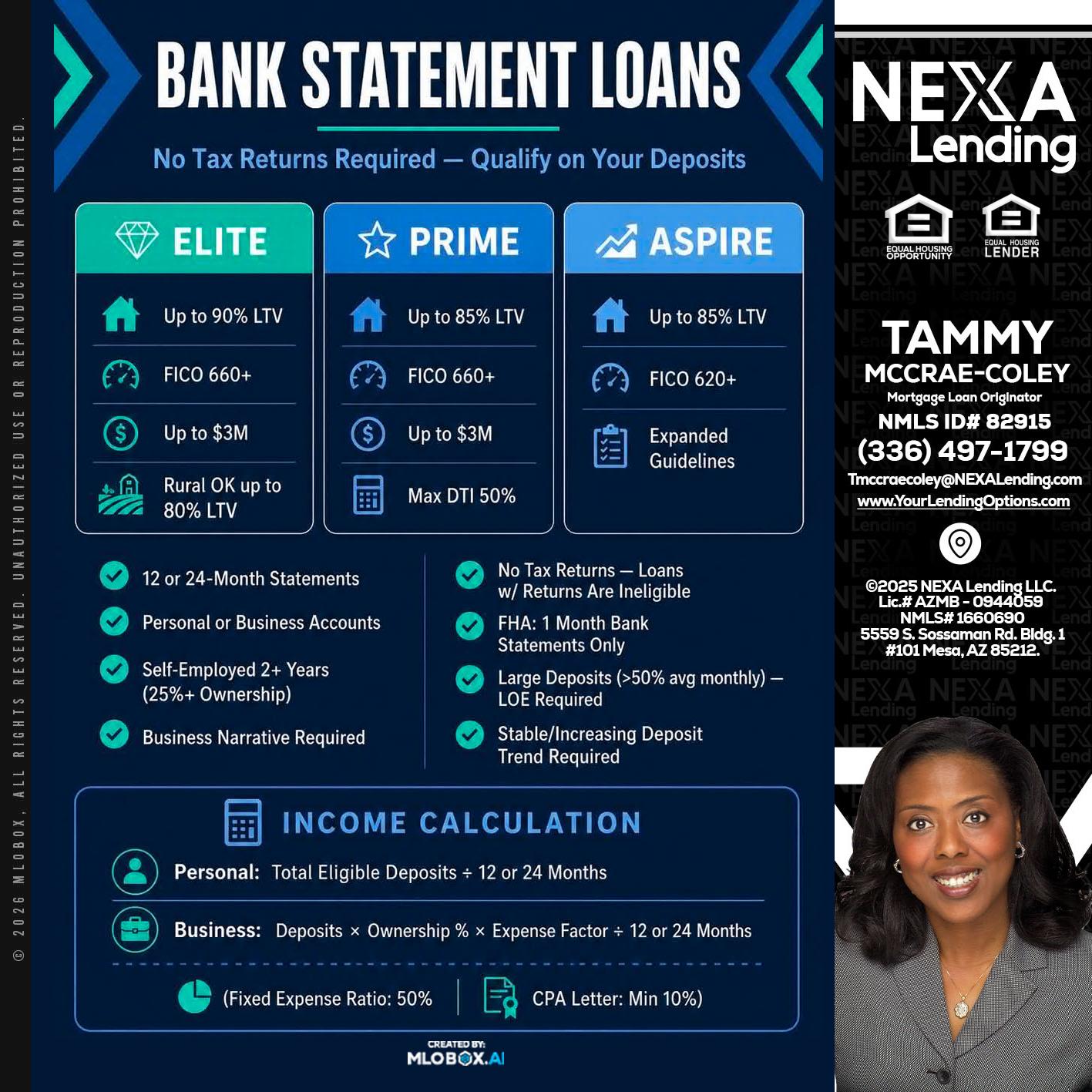 BANK STATEMENT - Tammy C. McCrae-Coley -Mortgage Loan Originator