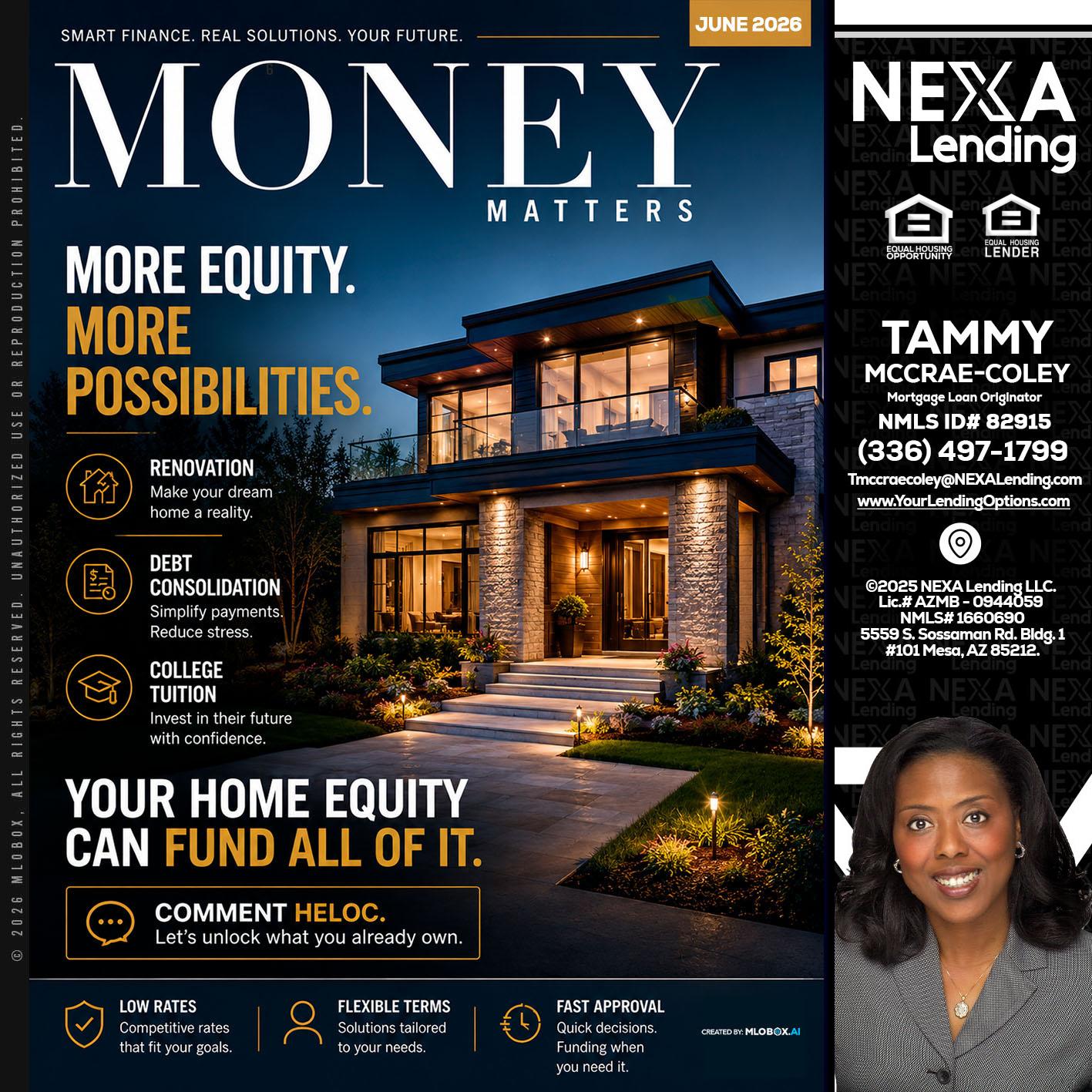 MONEY MATTERS - Tammy C. McCrae-Coley -Mortgage Loan Originator