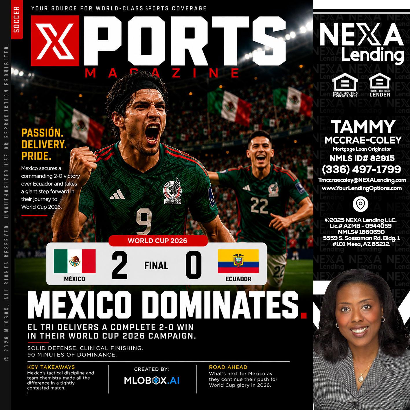 XPORTS MEX 2-0 ECUADOR - Tammy C. McCrae-Coley -Mortgage Loan Originator