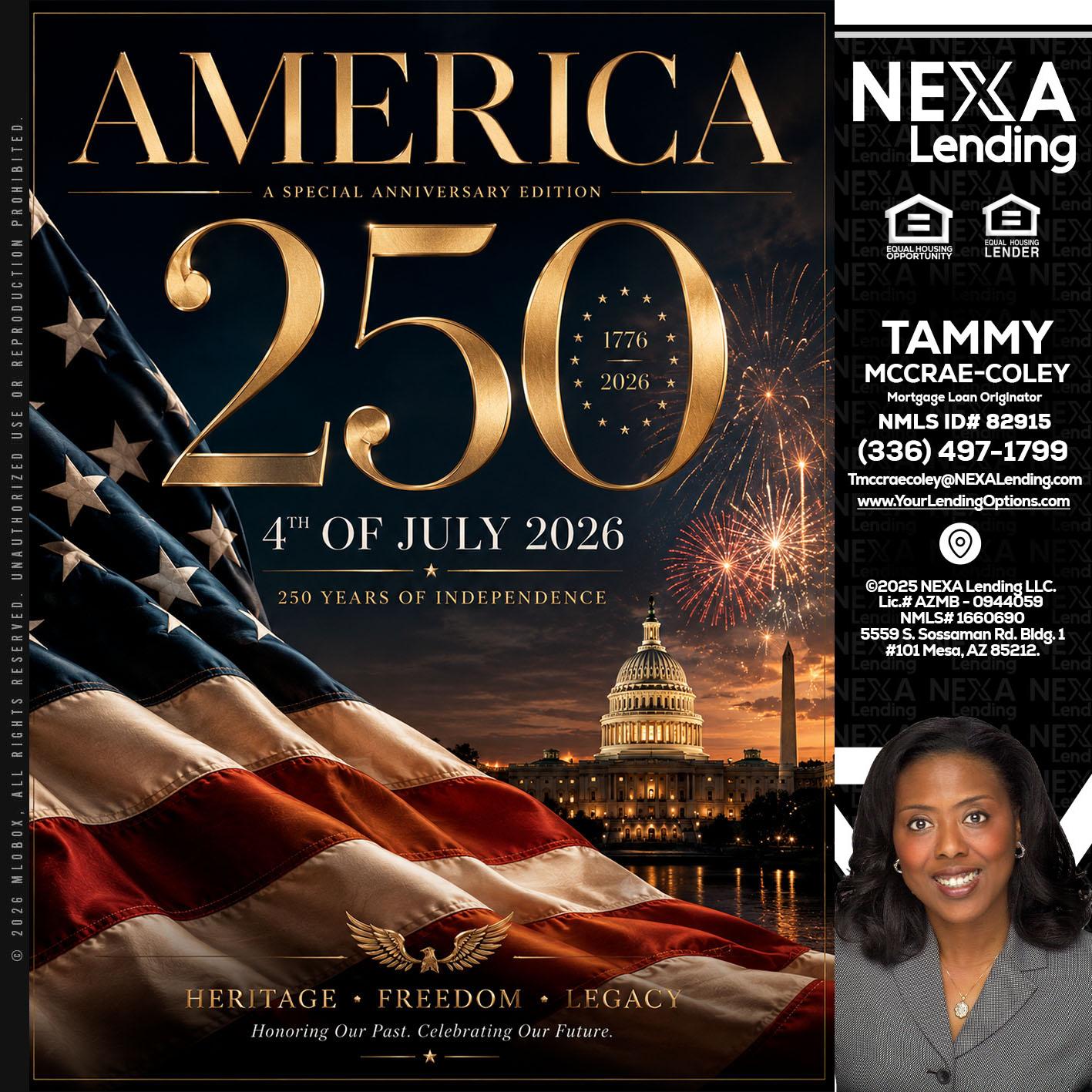 AMERICA 250 TH - Tammy C. McCrae-Coley -Mortgage Loan Originator